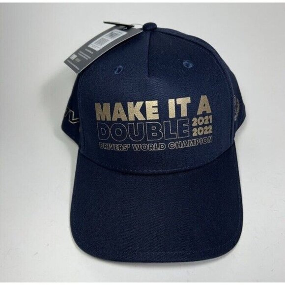Red Bull Racing Verstappen Championship Winner Hat 2022 MAKE IT A DOUBLE NewWT - Picture 1 of 8